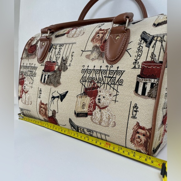 Signare Tapestry Brown Puppies Dog  Tote Hand Bag Large Rare Novelty - Picture 11 of 15